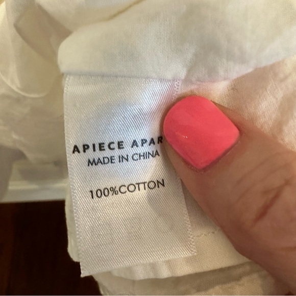 Apiece Apart Aleksander White Off Shoulder Snap Front Midi Dress Cotton Lined 4 - Picture 9 of 13